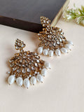 Gold Polki Kundan Pearl Drop Dangler | Sarichka