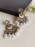 Gold Finish Kundan Polki Dangler Earrings | Sarichka