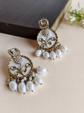 Kundan Pearl Chandelier Golden Dangler Earrings | AMOLA