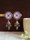 Oxidised Meenakari Round Dangler Earrings | AMOLA