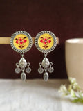 Oxidised Meenakari Round Dangler Earrings | AMOLA