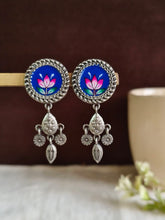 Oxidised Meenakari Round Dangler Earrings | Sarichka