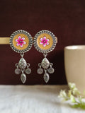 Oxidised Meenakari Round Dangler Earrings | AMOLA
