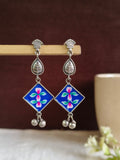 Hand Painted Oxidised Silver Enamel Earrings | Sarichka
