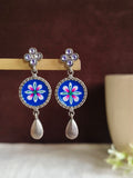 Hand Painted Enamel Oxidized Dangler Earrings | AMOLA