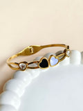 Golden Hearts open Bangle Bracelet for Women