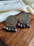 Oxidised Coin Stud Earrings for Daily Wear | Sarichka