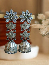 Elegant Silver Look-Alike Jhumka Earrings | Sarichka