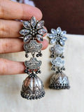 Elegant Silver Look-Alike Jhumka Earrings | Sarichka
