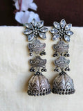 Elegant Silver Look-Alike Jhumka Earrings | Sarichka