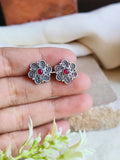 Tiny Oxidised Floral Stud Earrings | Sarichka