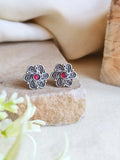 Tiny Oxidised Floral Stud Earrings | Sarichka