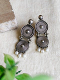 Vintage Charm Oxidised Button Danglers | Sarichka Fashion