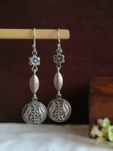 Silver Polished Oxidized Boho Hook Earrings | Sarichka