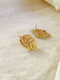 Golden Leaf Statement Stud Earrings | Sarichka