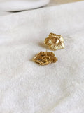 Textured Golden Floral Statement Studs | Sarichka