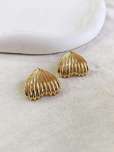 Golden Heart Shell Elegance Stud Earrings | Sarichka