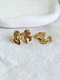 Chic Golden Bow Anti-Tarnish Stud Earrings | Sarichka