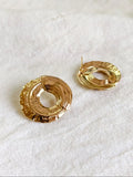 Golden Hammered Irregular Round Earrings | Sarichka