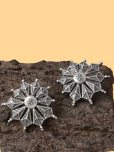 Silver Oxidised Floral Stud Earrings | Sarichka