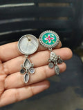 Oxidised Meenakari Round Dangler Earrings | AMOLA