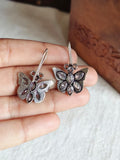 Silver Plated Oxidized Butterfly Hook Earring | AMOLA