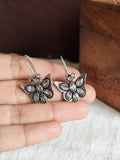 Silver Plated Oxidized Butterfly Hook Earring | AMOLA