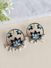 Hand painted Oxidized Flower Studs | Sarichka