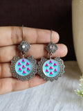Round Enamel Hook Earring With Multi Color | AMOLA