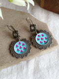 Round Enamel Hook Earring With Multi Color | AMOLA