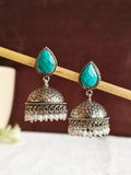 German Silver Oxidised Pan Pearl Jhumka Earrings for Tradition | AMOLA
