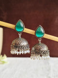 German Silver Oxidised Pan Pearl Jhumka Earrings for Tradition | AMOLA