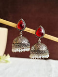 German Silver Oxidised Pan Pearl Jhumka Earrings for Tradition | AMOLA