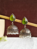 German Silver Oxidised Pan Pearl Jhumka Earrings for Tradition | AMOLA