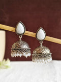 German Silver Oxidised Pan Pearl Jhumka Earrings for Tradition | AMOLA