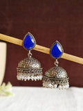 German Silver Oxidised Pan Pearl Jhumka Earrings for Tradition | AMOLA