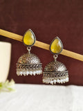 German Silver Oxidised Pan Pearl Jhumka Earrings for Tradition | AMOLA