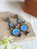 Oxidized Silver Meenakari Ghungroo Earrings