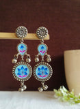 Oxidized Silver Meenakari Ghungroo Earrings