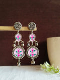 Oxidized Silver Meenakari Ghungroo Earrings
