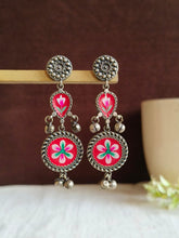 Oxidized Silver Meenakari Ghungroo Earrings
