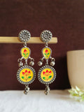 Oxidized Silver Meenakari Ghungroo Earrings