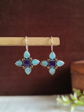 Oxidized Silver Pink Stone Hook Earring | AMOLA