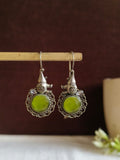 Silver Look-Alike Elephant Earrings with Monalisa Stones | AMOLA