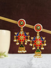 Golden Multicolor Enamel Dangler Earring | AMOLA