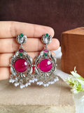Silver Monalisa Stone Dangler Earrings | AMOLA