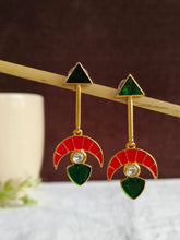 Golden Meenakari Dangler Earrings | AMOLA