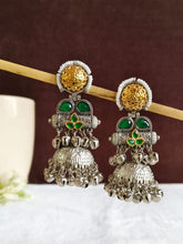Dual Tone Oxidised Silver Jhumka Earrings | AMOLA