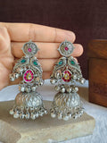 Oxidized Silver Peacock Jhumka Earrings | AMOLA