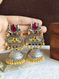 Dual Tone Ghungroo Beaded Dome Jhumkas | AMOLA
